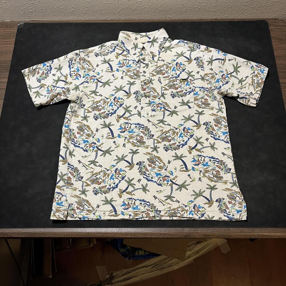 Vintage Dr Martens Shirt Linen Hawaiian Print Docs USA Camp Casual Summer 80s